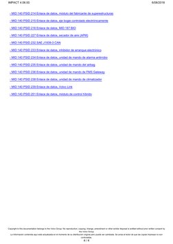 - MID 140 PSID 214 Enlace de datos, módulo del fabricante de superestructuras
 - MID 140 PSID 215 Enlace de datos, eje bogie