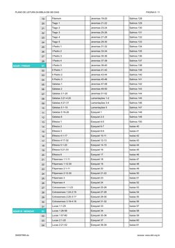 PLANO DE LEITURA DA BÍBLIA EM 365 DIAS
PÁGINA 8 / 11
394567998.xls
acesse: www.sbb.org.br
19
Filemom
Jeremias 19-20
Salmos 12