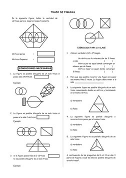TRAZO DE FIGURAS
En  la  siguiente  figura,  hallar  la  cantidad  de
vértices pares e impares respectivamente.
Vértices pare