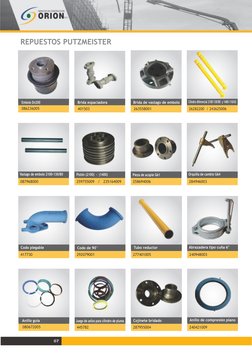 REPUESTOS PUTZMEISTER
 
Embolo Dn200
 
Codo plegable
 Vastago de embolo 2100-130/80
 
Anillo guía
 
Brida de vastago de embol