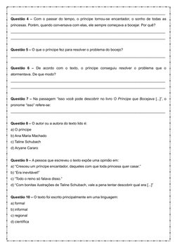 ______________________________________________________________________________
Questão 4 –  Com o passar do tempo, o príncipe
