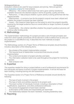 MyManagementGuide.com
Free Downloads
evaluation criteria to be used for issue analysis and solving. Here are generic 
issue e