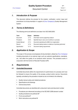 Document Control Procedure QP1 | PDF | Specification (Technical ...