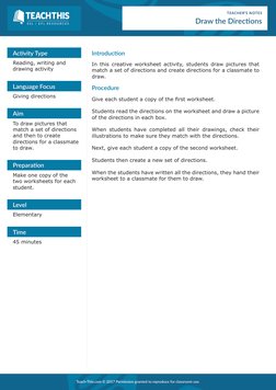 E S L  /  E F L  R E S O U R C E S
Introduction
In this creative worksheet activity, students draw pictures that 
match a set