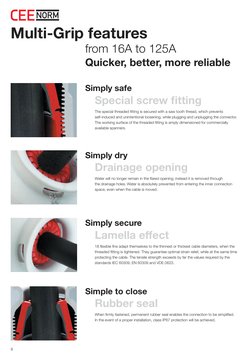 Quicker, better, more reliable
from 16A to 125A
The special threaded fitting is secured with a saw tooth thread, which preven