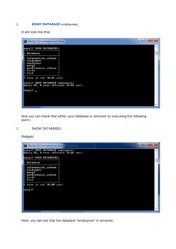 1.
DROP DATABASE employees;  
It will look like this:
Now you can check that either your database is removed by executing the