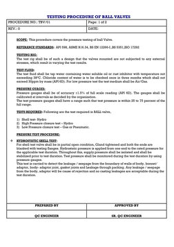 Ball Valve Pressure Testing Procedure | PDF | Valve | Pressure Measurement