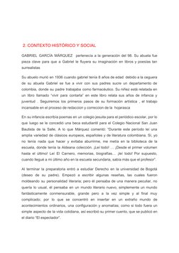 2. CONTEXTO HISTÓRICO Y SOCIAL 
GABRIEL GARCÍA MÁRQUEZ
pertenecía a la generación del 98. Su abuela fue