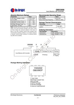 ©On-Bright Electronics                    Confidential                      Preliminary datasheet 
OB_DOC_DS_335000
- 2 -