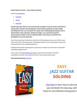 (https://www.jazzguitar.be/store/easy-jazz-guitar-soloing.php)Charlie Parker For Guitar – Licks, Patterns & Cliches 
written