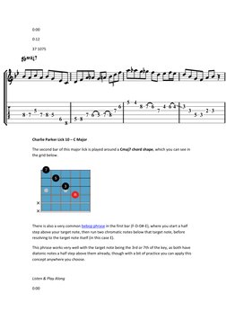 0:00 
0:12 
37 1075 
 
Charlie Parker Lick 10 – C Major 
The second bar of this major lick is played around a Cmaj7 chord sha