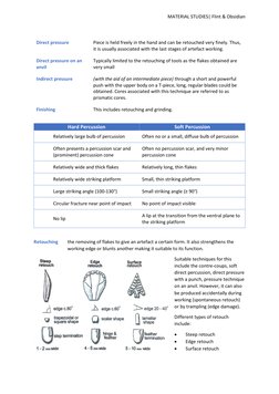 MATERIAL STUDIES| Flint & Obsidian 
Direct pressure 
Piece is held freely in the hand and can be retouched very finely. T