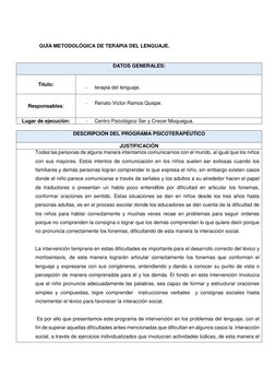 Guía de Terapia del Lenguaje Infantil | PDF | Psicoterapia | Sonido