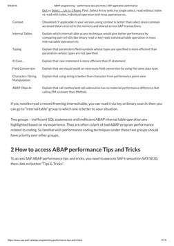 ABAP Performance Tips and Tricks | PDF | Database Index | Databases