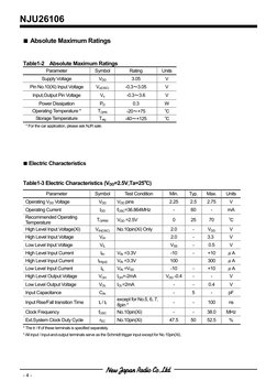 NJU26106 
- 4 - 
■ Absolute Maximum Ratings 
 
 
Table1-2  Absolute Maximum Ratings 
Parameter 
Symbol 
Rating 
Units 
Su