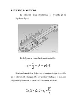 ESFUERZO TANGENCIAL 
La situación física involucrada se presenta en la 
siguiente figura:  
  
  
  
 
 
 
 
 
 
 
De la figu