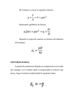 De la figura se extrae la siguiente relación:  
  
  
  
Realizando equilibrios de fuerzas  
  
  
  
Dejando la expresión an