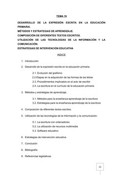 12
TEMA 19
DESARROLLO  DE  LA  EXPRESIÓN  ESCRITA  EN  LA  EDUCACIÓN
PRIMARIA.
MÉTODOS Y ESTRATEGIAS DE APRENDIZAJE.
COMPOSIC