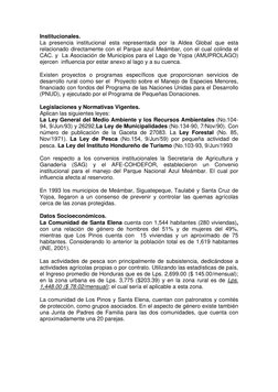 Institucionales. 
La presencia institucional esta representada por la Aldea Global que esta 
relacionado directamente con el