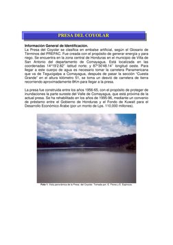 PRESA DEL COYOLAR 
Información General de Identificación. 
La Presa del Coyolar se clasifica en embalse artificia
