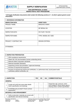 Fan Inspection Application Fan Inspection and Test Procedure | PDF | Specification (Technical ...