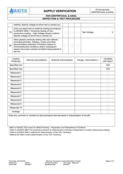 Fan Inspection Application Fan Inspection and Test Procedure | PDF | Specification (Technical ...