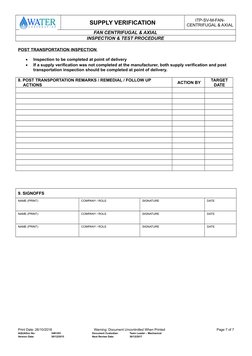 Fan Inspection Application Fan Inspection and Test Procedure | PDF | Specification (Technical ...