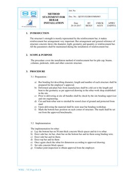 Rebar Installation Method Statement | PDF | Structural Engineering ...