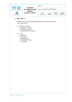 Rebar Installation Method Statement | PDF | Structural Engineering ...