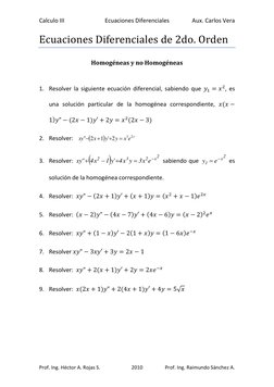 Calculo III 
Ecuaciones Diferenciales 
Aux. Carlos Vera 
Prof. Ing. Héctor A. Rojas S. 
2010 
Prof. Ing. Raimundo Sánchez A.