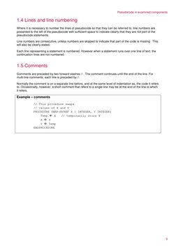 Pseudocode in examined components 
1.4 Lines and line numbering 
 
Where it is necessary to number the lines of pseudocode so