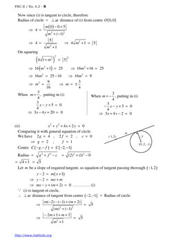 http://www.mathcity.org 
 
FSC-II / Ex. 6.2 - 8
   Now since (i) is tangent to circle, therefore 
   Radius of circle  =