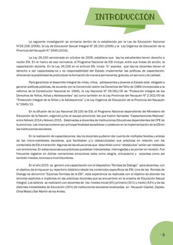 INTRODUCCIÓN
La siguiente investigación se enmarca dentro de lo establecido por la Ley de Educación Nacional 
Nº26.206 (2006)