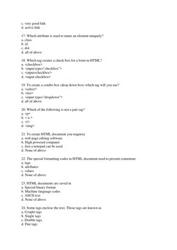 HTML MCQs with Answers | PDF | Html Element | Html
