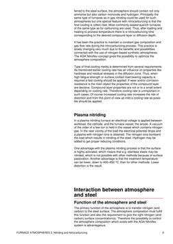 FURNACE ATMOSPHERES 3  Nitriding and Nitrocarburizing
9
ferred to the steel surface, the atmosphere should contain not only
a