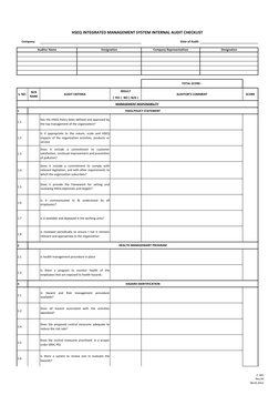 HSEQ Integrated Management Audit Checklist | PDF | Internal Audit | Audit