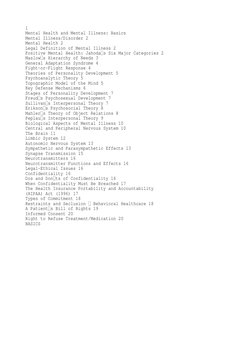 1 
Mental Health and Mental Illness: Basics 
Mental Illness/Disorder 2 
Mental Health 2 
Legal Definition of Mental Illness 2