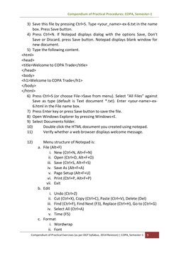 Compendium of Practical Procedures: COPA, Semester-1  
 
Compendium of Practical Exercises (as per DGT Syllabus, 2014 Revisio