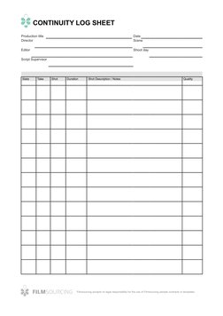 Continuity Log Sheet Template | PDF