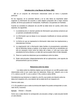 Introducción a las Bases de Datos (BD)
BD  es  un  conjunto  de  información  relacionada  sobre  un  tema  o  propósito
part