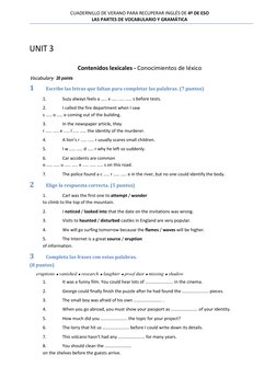 CUADERNILLO DE VERANO PARA RECUPERAR INGLÉS DE 4º DE ESO 
LAS PARTES DE VOCABULARIO Y GRAMÁTICA 
 
 
UNIT 3 
 
Contenidos lex