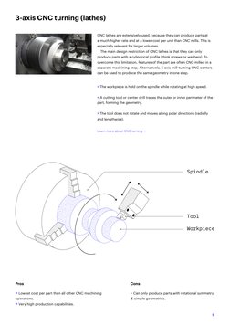 9
> The workpiece is held on the spindle while rotating at high speed.
> A cutting tool or center drill traces the outer or i