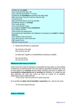 Página núm.:8. 
Puede ser una orden. 
You must paint the door, too. 
You must be back before 11 o’clock. 
Puede ser la necesi