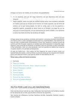 Bosque de secuoyas 
Al llegar a un banco de madera, se nos ofrecen dos posibilidades: 
• 
Ir a la izquierda, pero por ahí l
