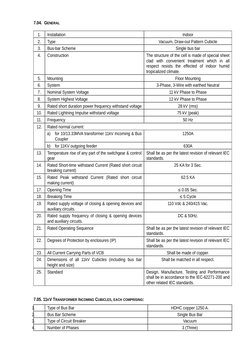 11kV Switchgear Technical Specifications | PDF | Electrical Wiring | Switch