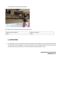 Comprobación de la barra posterior 
 
 
 
Esta dentro de las especificaciones del fabricante 
 
Especificación fabrica 
Barra