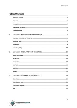 Kali Linux 
 
ii 
 
Table of Contents 
About the Tutorial ...................................................................