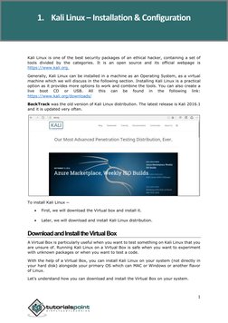 Kali Linux 
 
1 
 
Kali Linux is one of the best security packages of an ethical hacker, containing a set of 
tools divided b