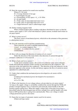 EE2251 
 
ELECTRICAL MACHINES I 
126 
SCE 
 
 
                                   ELECTRICAL AND ELECTRONICS ENGINEERING 
45.