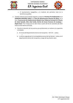 UNIVERSIDAD ANDINA 
“NÉSTOR CÁCERES VELÁSQUEZ” 
E.P. Ingeniería Civil 
Est. Fisher Sotomayor Araujo 
E.P. Ingeniería Civil.